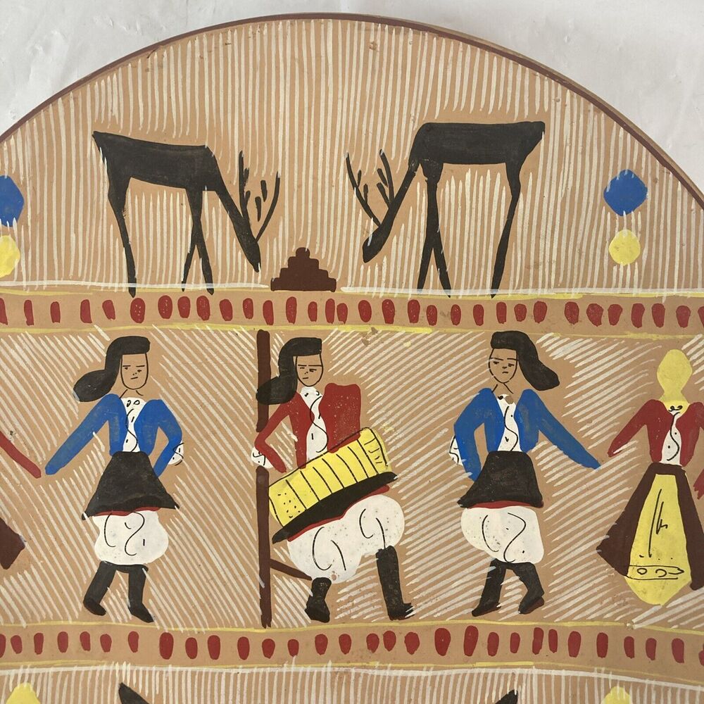 Decorative Plate Hungarian dancers Musician Deer abstract art vintage Decor 8” - Picture 3 of 9
